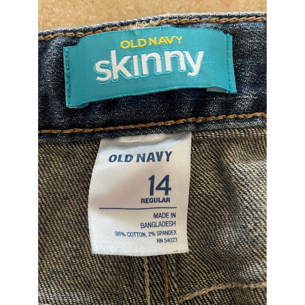Old Navy Kids Skinny Jeans Medium Wash Adjustable Waist Denim Size 14 Regular - Picture 3 of 7